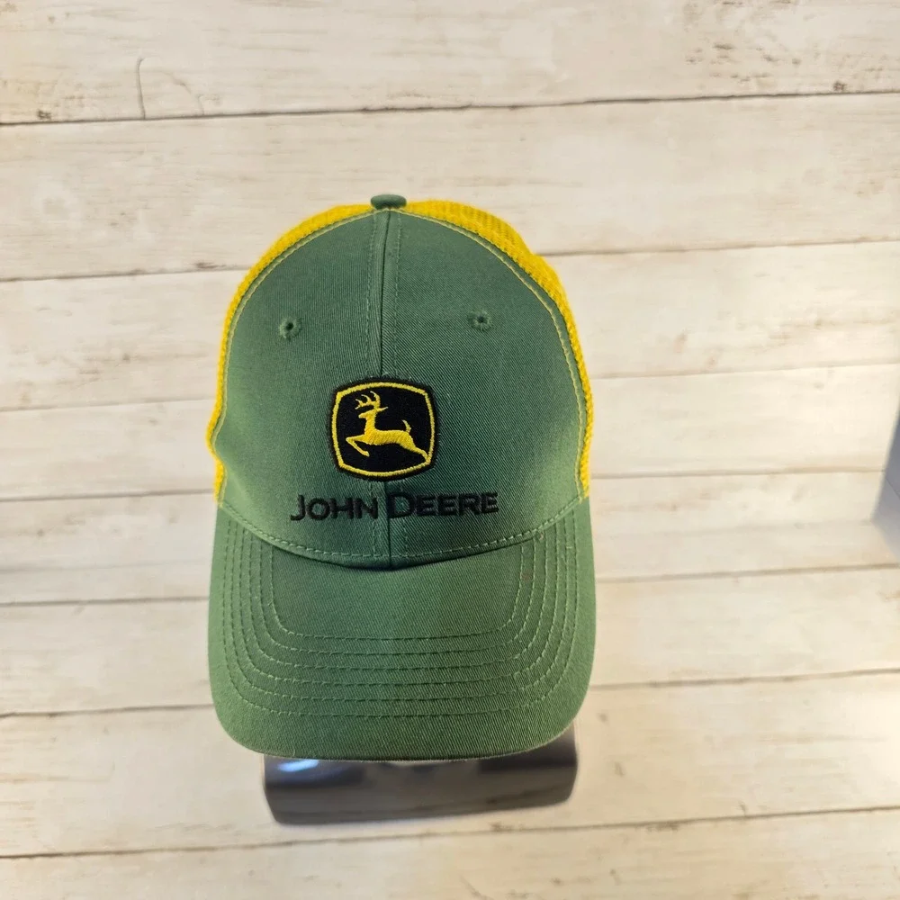John Deere Youth Trucker Hat Green Yellow Mesh Back Adjustable Snapback Cap